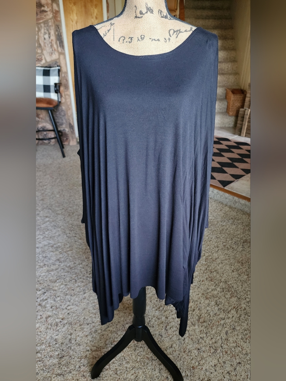 Three Bird Nest Flowy Sleeveless Black Tunic Top